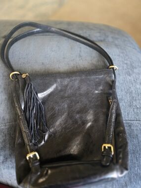 HOBO Merrin Convertible Black Leather Bag with Tassel